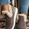 Coffee Suede Stitching Patchwork Plush Lined Anklet Boots