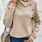 Apricot Asymmetric Buttons Detail High Neck Textured Sweatshirt