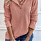 Rose Tan Rib Textured Henley Knit Top