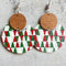 Dark Green Christmas Checker Graphic Wooden Earrings