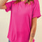 Rose Red Casual Plain Crew Neck Tee