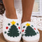 White Fuzzy Christmas Tree Pattern Home Slippers