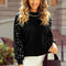 Black Pearl Beaded Bishop Sleeve Sweater