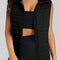 Black Plush Collared Quilted Zipped Puffer Vest