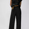 Black Knitted V Neck Sweater and Casual Pants Set