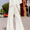 White Textured Loose Fit T Shirt and Drawstring Pants Set