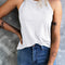 White Solid Color Crew Neck Tank Top