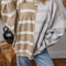 Khaki Stripe Colorblock Oversized Sweater