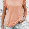 Apricot Pink Button Detail Batwing Sleeve Casual Tee