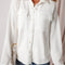 White Solid Color Corduroy Buttoned Long Sleeve Jacket