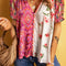 Multicolour Boho Floral Patchwork Buttoned Short Sleeve Blouse