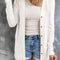 White Solid Color Open-Front Buttons Cardigan