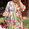 Multicolour Plus Size Vibrant Abstract Print Tiered Ruffled Mini Dress