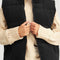 Black Corduroy Stand Neck Zipped Puffer Vest