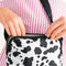 White Cow Pattern Print Buckle Wide Belt Inclined Shoulder Bag