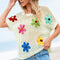 White Crochet Flower Hollow-out Sweater T Shirt