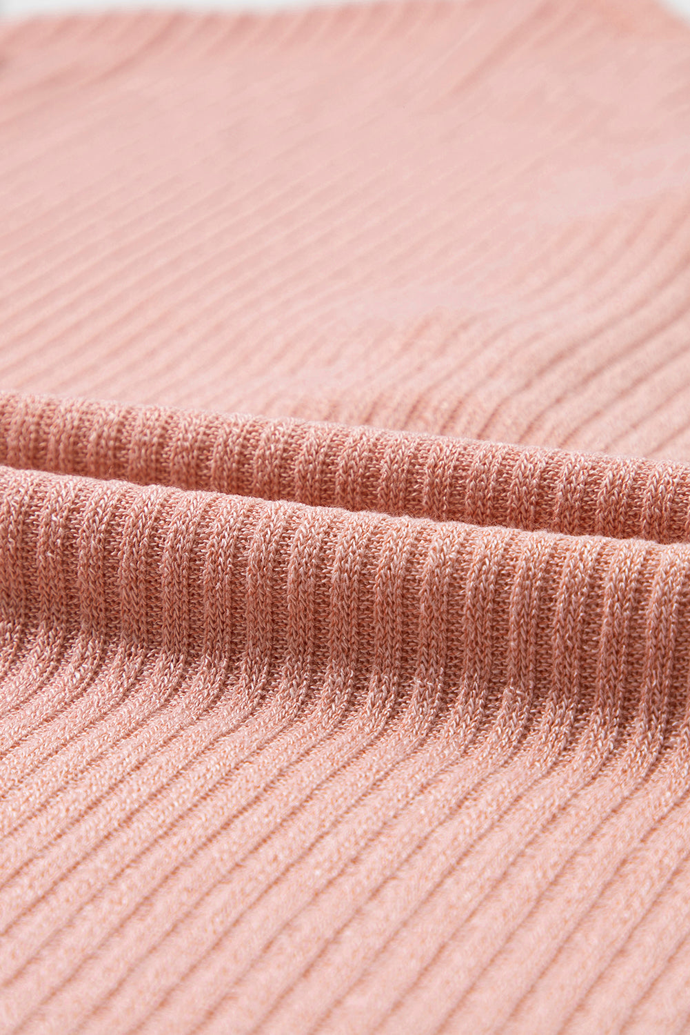 Rose Tan Rib Textured Henley Knit Top