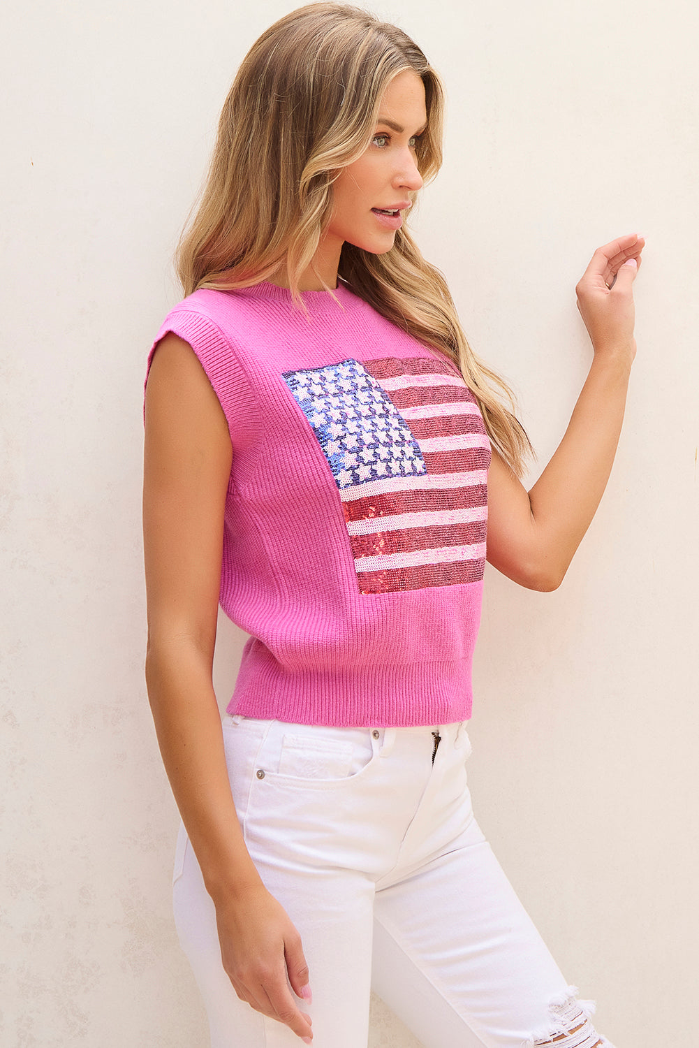 Bonbon Sparkling American Flag Knitted Vest