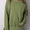 Vineyard Green Drop Shoulder Crisscross Stitching Pocketed Loose Sweatshirt