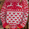 Fiery Red Merry Christmas Reindeer Heart Pattern High Neck Sweater