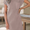 Simply Taupe Patch Pocket Ribbed Knit Short Sleeve Sweater Dress