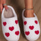 White Valentines Day Hearts Print Plush House Slippers