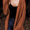 Brown Open Front Woven Texture Knitted Cardigan with Pockets