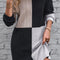 Black Ribbed Color Block Drop Shoulder Long Sleeve Mini Dress