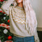 Gray Geometric Pattern Ribbed Round Neck Sweater