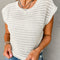 White Hollow Out Knit Cap Sleeve Top