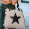 Beige Casual Five-pointed Star Canvas Tote Bag