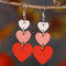 Red Valentines Day Heart Shape Tiered Dangle Earring