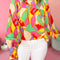 Yellow Abstract Print Puff Sleeve Blouse