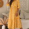 Yellow Flower Print Bracelet Sleeve Buttons Collared Maxi Dress