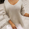 Khaki Lightweight Knit Fringe Hem Loose Sweater