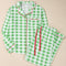 Green Plaid Print Contrast Trim Long Sleeve Plus Size Pajama Set