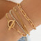 Gold Multi Layered Rhinestone Plated Chain Bracelet Set