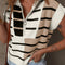 Black Stripe Colorblock Quarter Zip Collar Sweater Vest