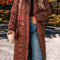 Coffee Quilted Puffer Stand Neck Zipped Mid-length Coat