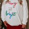 White Tinsel Merry AND Bright Pattern Plus Size Christmas Sweater