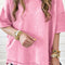 Strawberry Pink Mineral Wash Exposed Seam Drop Shoulder Oversized Tee