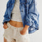 Dark Blue Washed Oversize Pocketed Denim Jacket