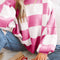 Rose Checkered Bishop Sleeve Sweater