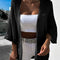 Black Hollow-out Bracelet Sleeve Knit Cardigan