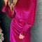 Rose Red Smocked Mock Neck Ruffled Puff Sleeve Velvet Mini Dress