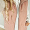 Pale Chestnut Cable Textured Zip Up Vest Jacket