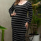 Black Plus Size Striped Loose Long Shift Dress