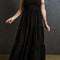 Black Spaghetti Straps Smocked Pleated Tiered Maxi Dress