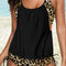 Leopard Grey Layered-Style Striped Tankini with Triangular Briefs