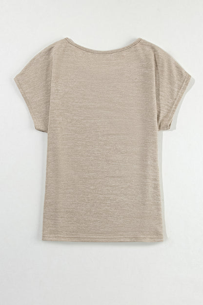 Smoke Gray Button Detail Batwing Sleeve Casual Tee